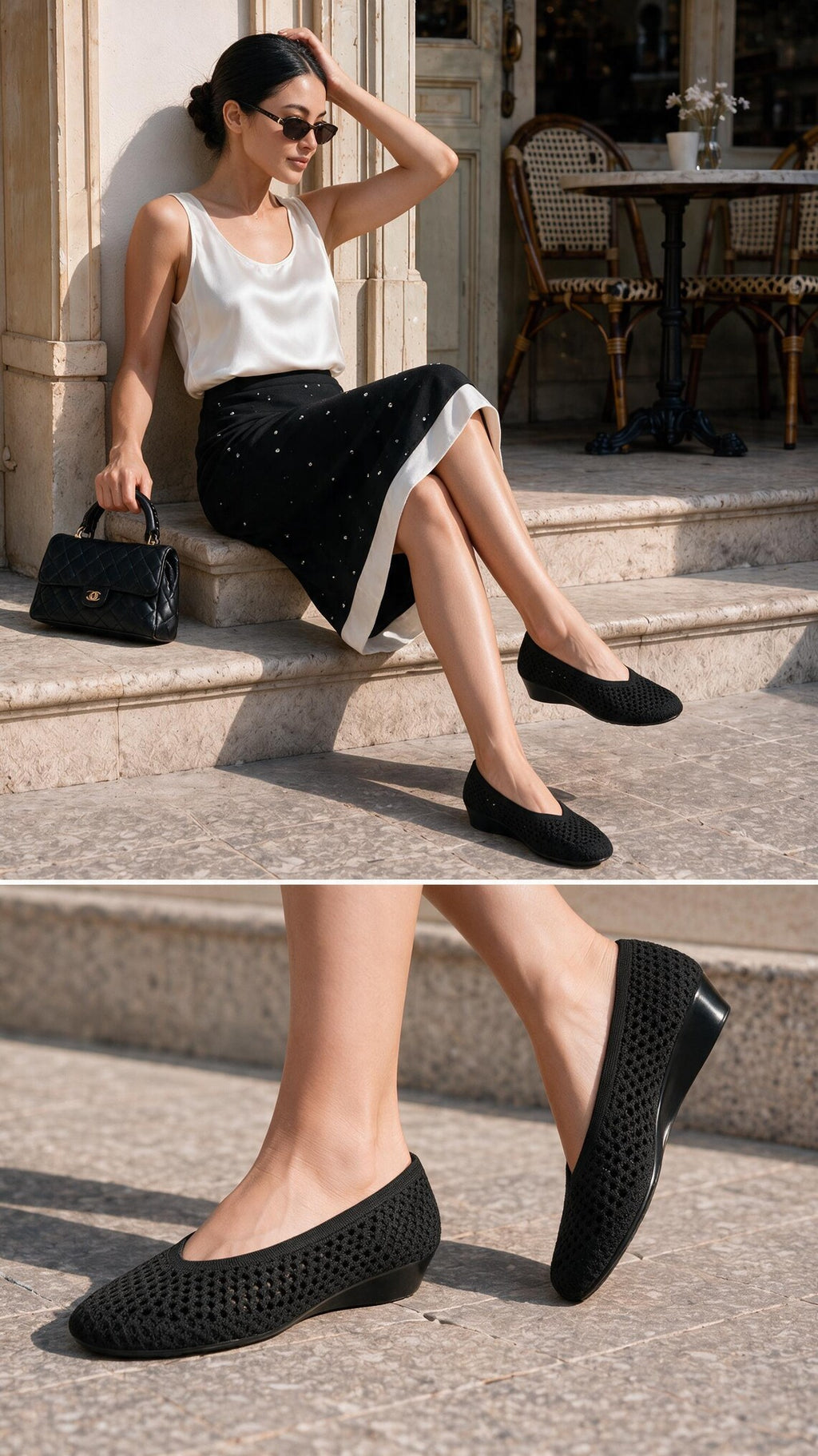 Heart Knit Slip-On Basic Ballet Flat