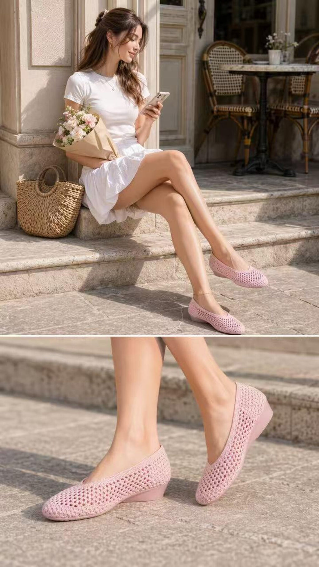 Heart Knit Slip-On Basic Ballet Flat