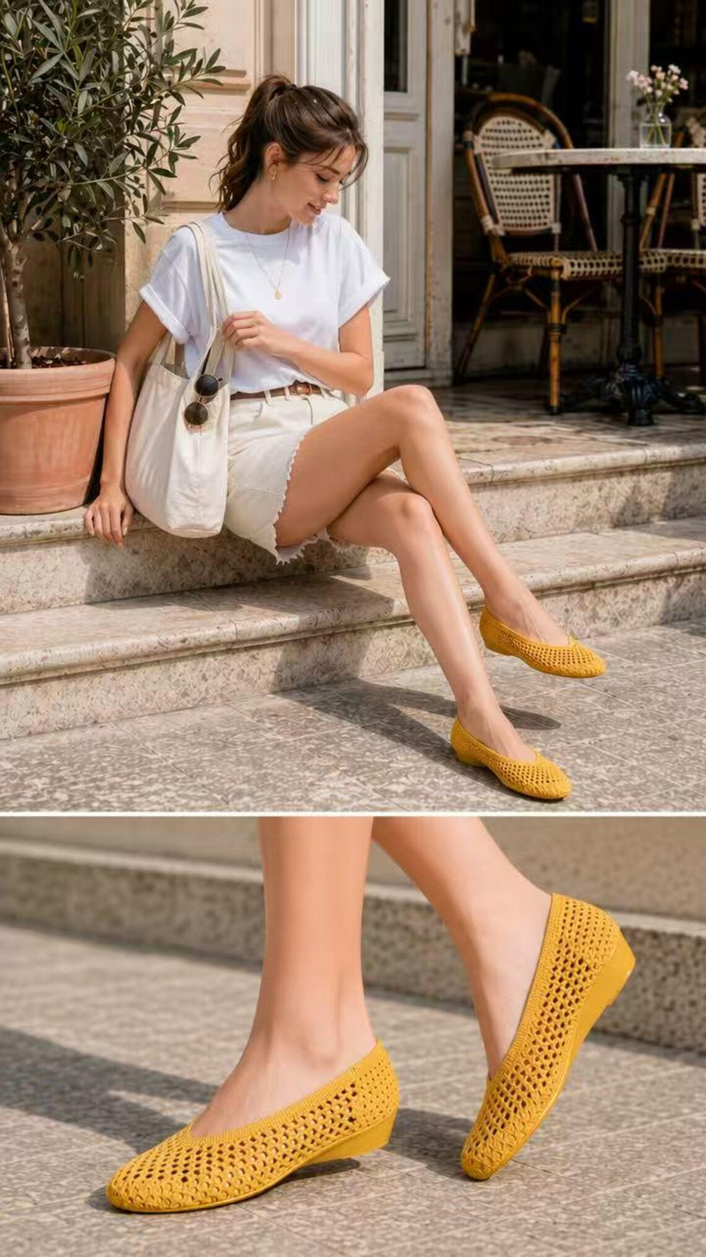 Heart Knit Slip-On Basic Ballet Flat