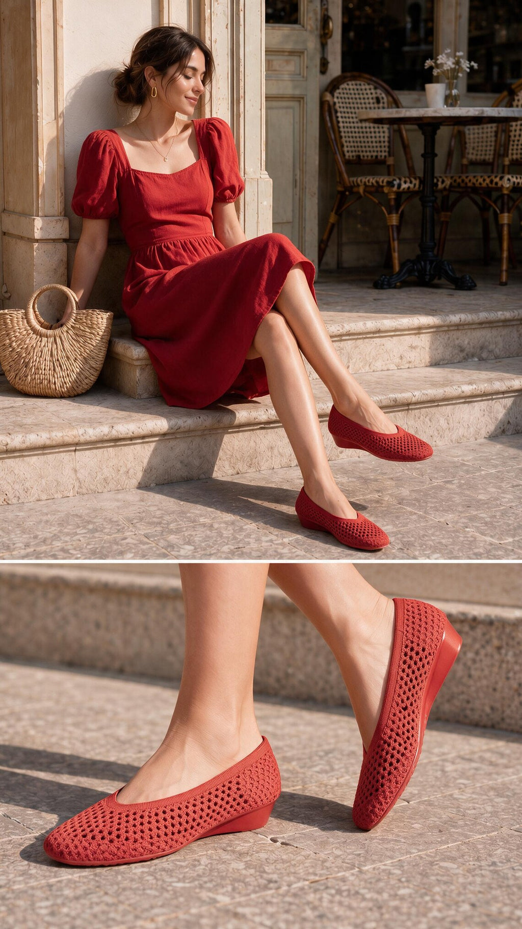 Heart Knit Slip-On Basic Ballet Flat