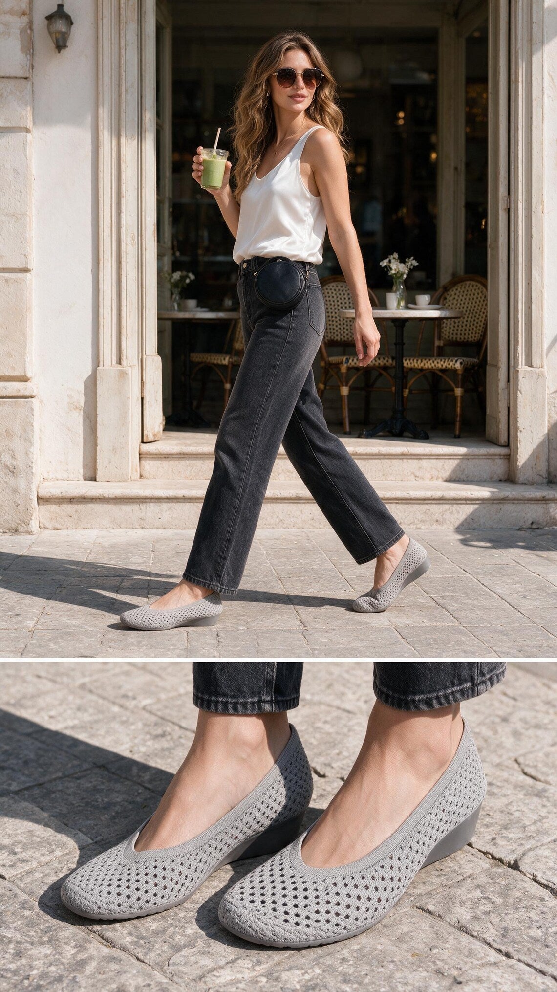 Heart Knit Slip-On Basic Ballet Flat