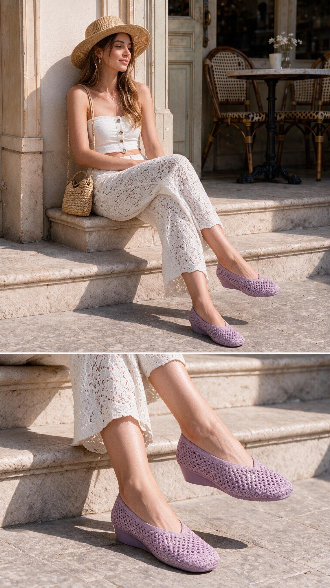 Heart Knit Slip-On Basic Ballet Flat
