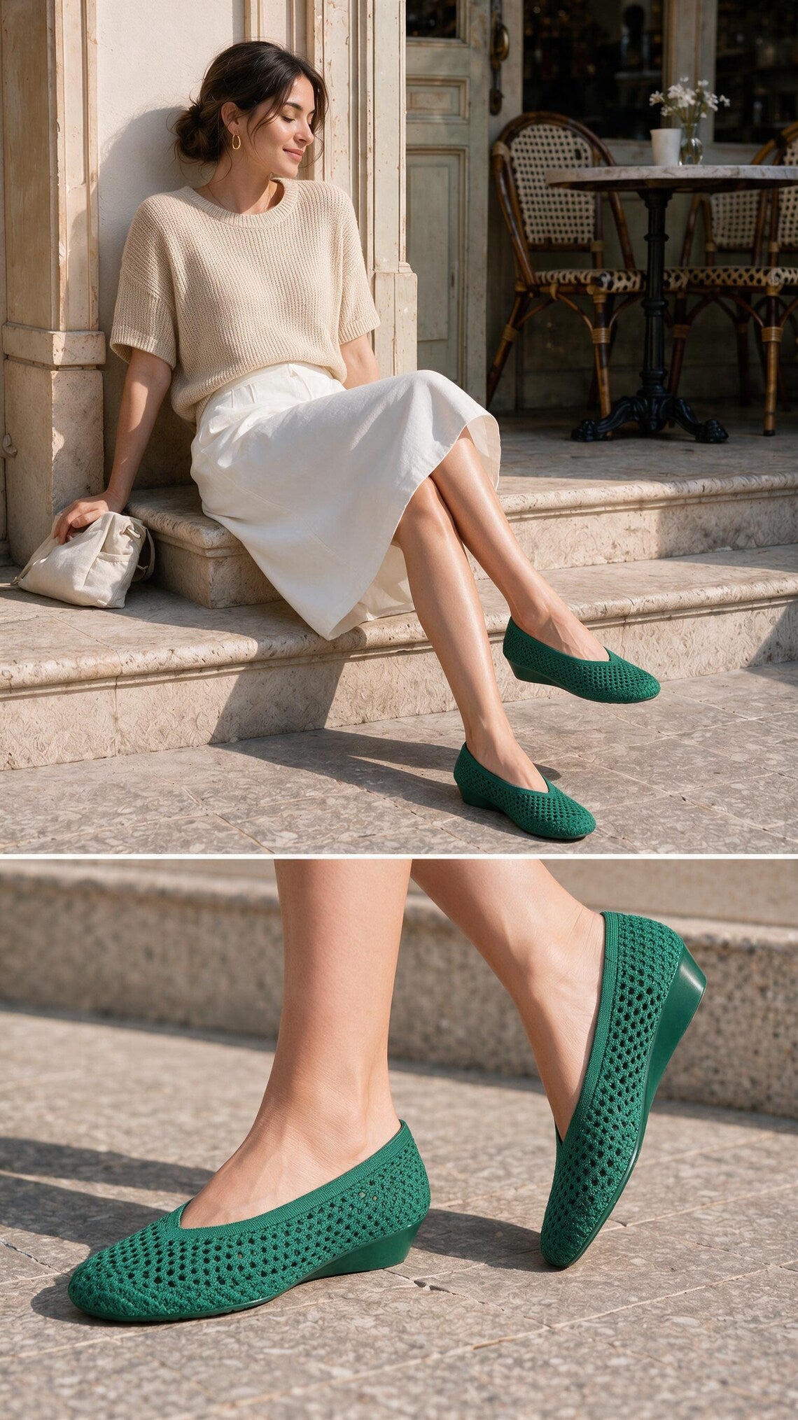 Heart Knit Slip-On Basic Ballet Flat